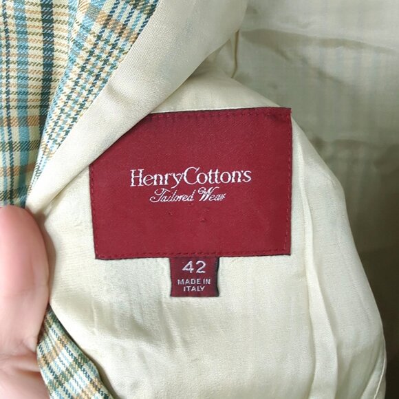 Vintage Henry Cottons Blazer Small Tan Plaid - Picture 8 of 10